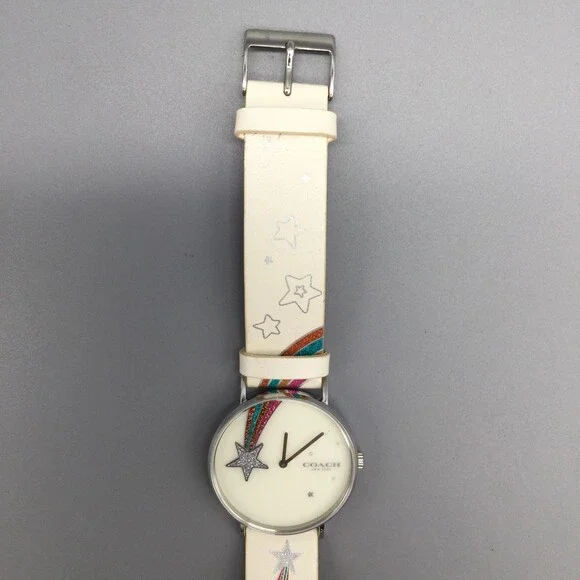 Coach Perry Womens Watch 36mm Leather Rainbow Star CA.120.7.14.1596 New Battery - Picture 10 of 15